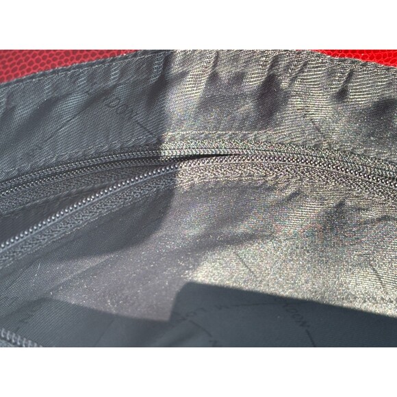 M London Red Leather Snakeskin Like Embossed Leather Purse Tote Signature Lining - Picture 11 of 16